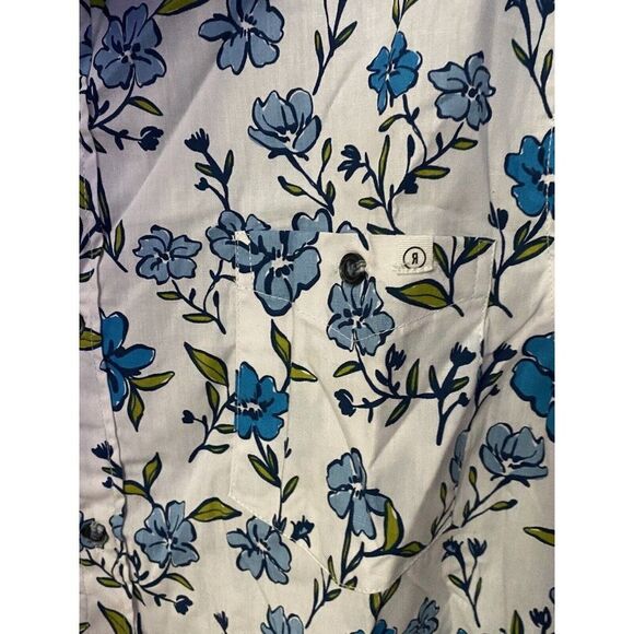 Reverse Threads Shirt Size Medium Blue White Floral Short Sleeve Button Mens - Picture 9 of 10